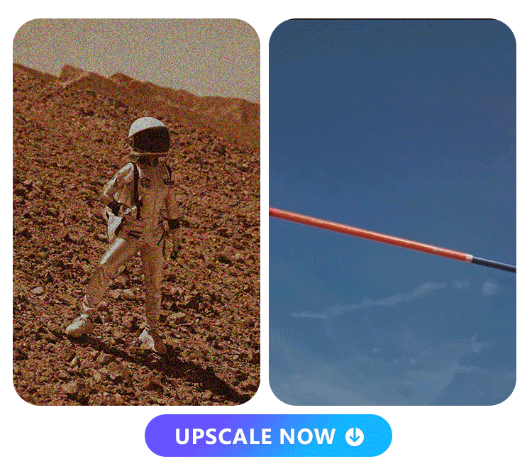 an astronaut video with low resolution and a high hump lag video applied with upscale effect